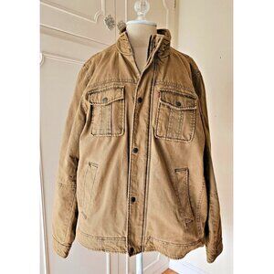 Levis Jacket Men’s Large Brown Field Chore Barn Coat Quilted Heavyweight Red Tab